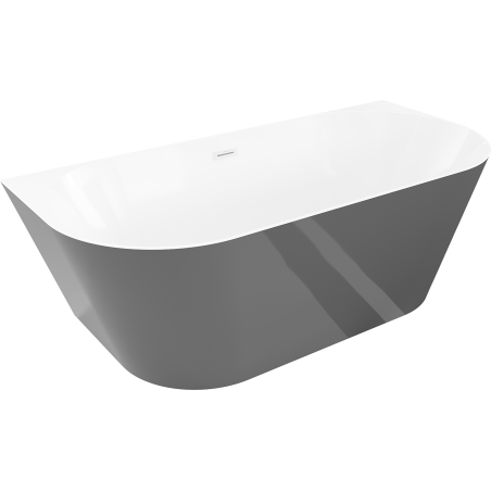 Mexen Oval Slim freistehende wandstehende Badewanne 170 x 80 cm, weiß/grau, weißer Überlauf - 52661708062-20