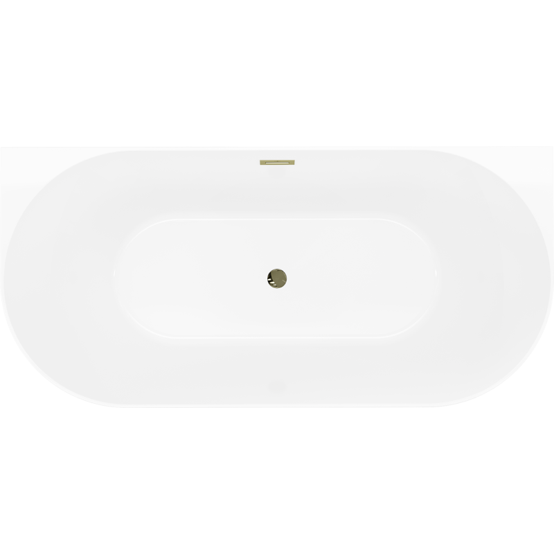 Mexen Oval Slim banheira independente encostada 170 x 80 cm, branco/cinzento, transbordamento dourado - 52661708062-50
