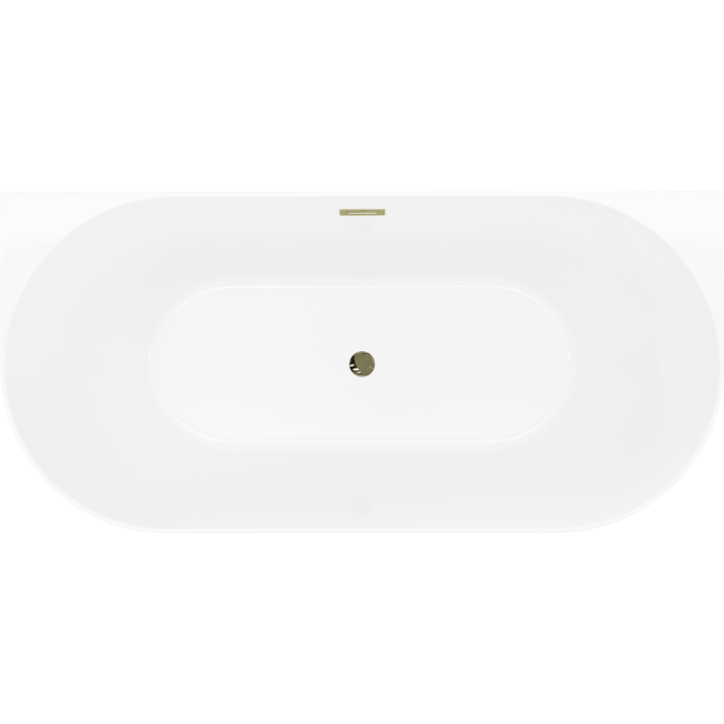 Mexen Oval Slim vrijstaande tegen de muur ligbad 170 x 80 cm, wit/grijs, gouden overloop - 52661708062-50