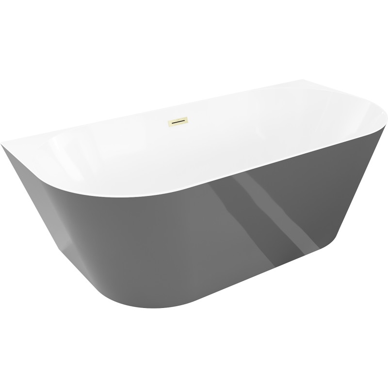 Mexen Oval Slim vabalt seisev seinavann 170 x 80 cm, valge/hall, kuldne harjatud ülevool - 52661708062-55