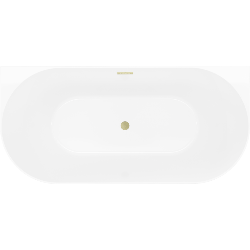 Mexen Oval Slim wanna wolnostojąca przyścienna 170 x 80 cm, biała/szara, przelew złoty szczotkowany - 52661708062-55