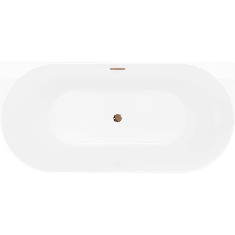 Mexen Oval Slim baignoire autoportante adossée 170 x 80 cm, blanche/grise, trop-plein or rose - 52661708062-60