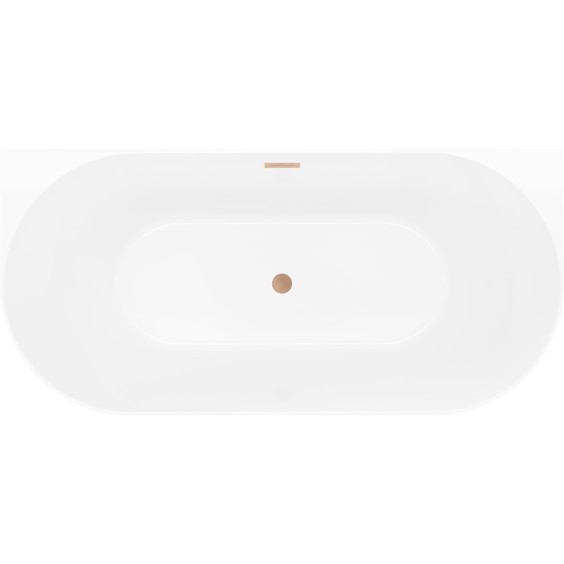 Mexen Oval Slim wanna wolnostojąca przyścienna 170 x 80 cm, biała/szara, przelew miedź szczotkowana - 52661708062-65