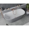 Mexen Oval Slim vabalt seisev seinaga vann 170 x 80 cm, valge/hall, harjatud vask ülevool - 52661708062-65