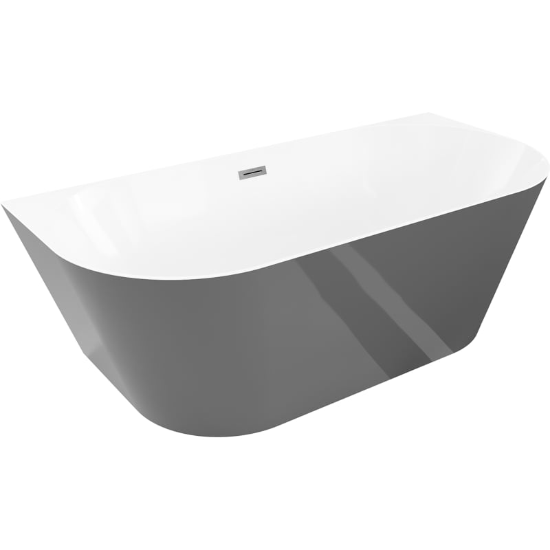 Mexen Oval Slim wanna wolnostojąca przyścienna 170 x 80 cm, biała/szara, przelew gun gray szczotkowany - 52661708062-66