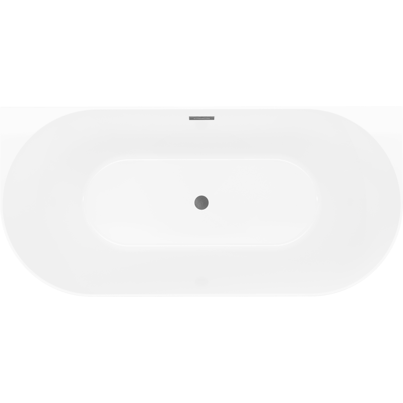 Mexen Oval Slim Freistehende Wandbadewanne 170 x 80 cm, weiß/grau, Überlauf gun gray gebürstet - 52661708062-66