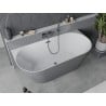 Mexen Oval Slim freestanding back-to-wall bathtub 170 x 80 cm, white/gray, overflow gun gray brushed - 52661708062-66