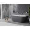 Mexen Oval Slim freistehende halbeingebaute Badewanne 170 x 80 cm, weiß/grau, Überlauf gun gray gebürstet - 52661708062-66