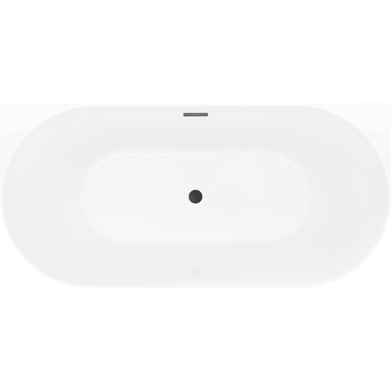 Mexen Oval Slim wanna wolnostojąca przyścienna 170 x 80 cm, biała/szara, przelew czarny - 52661708062-70