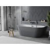 Mexen Oval Slim seiseinavann 170 x 80 cm, valge/hall, musta ülevooluga - 52661708062-70