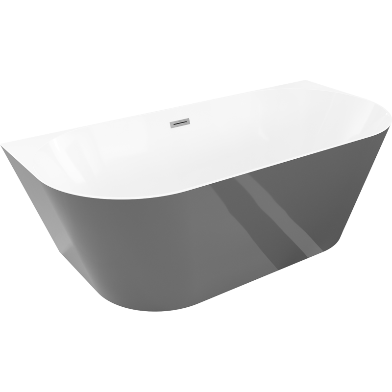 Mexen Oval Slim wanna wolnostojąca przyścienna 170 x 80 cm, biała/szara, przelew gun metal - 52661708062-95