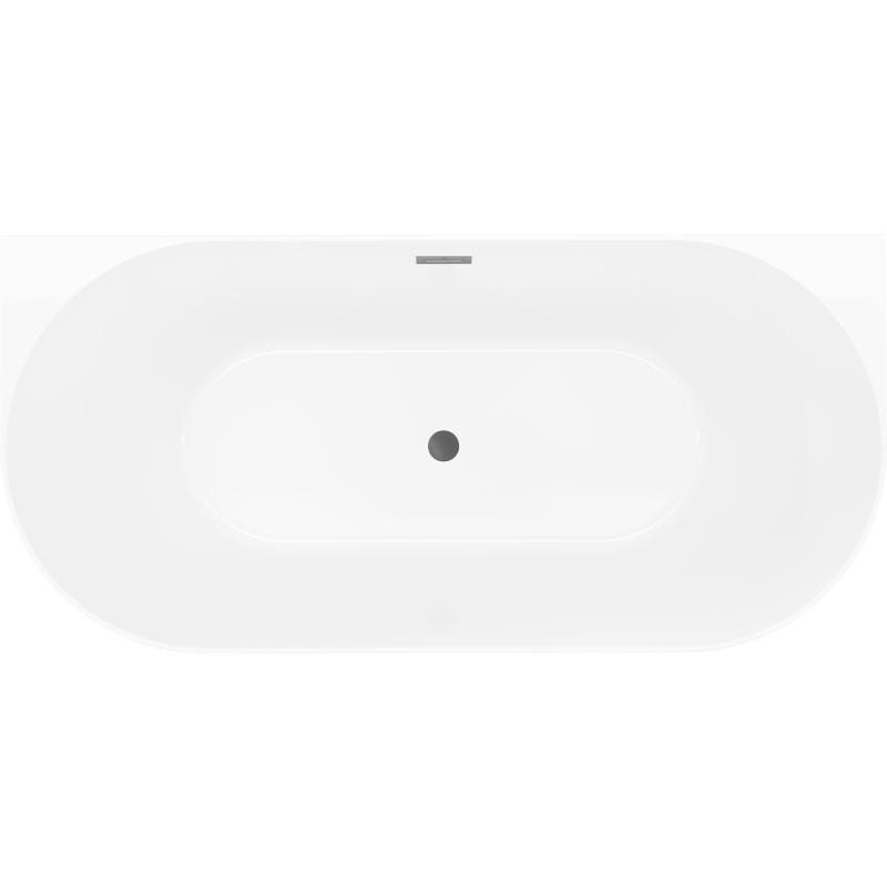 Mexen Oval Slim wanna wolnostojąca przyścienna 170 x 80 cm, biała/szara, przelew gun metal - 52661708062-95
