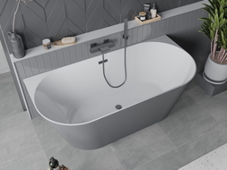 Mexen Oval Slim slobodnostojeća kada uz zid 170 x 80 cm, bijela/siva, preljev gun metal - 52661708062-95
