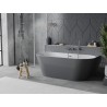 Mexen Oval Slim wanna wolnostojąca przyścienna 170 x 80 cm, biała/szara, przelew gun metal - 52661708062-95
