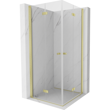 Mexen Mist-F Duo cabine de douche pliante 85 x 85 cm, transparent, or brossé - 8A6-085L-085P-55-00