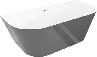 Mexen Oval Slim samostojeća kada uz zid 170 x 80 cm, bijela/siva, preljev brušeni nikal - 52661708062-97