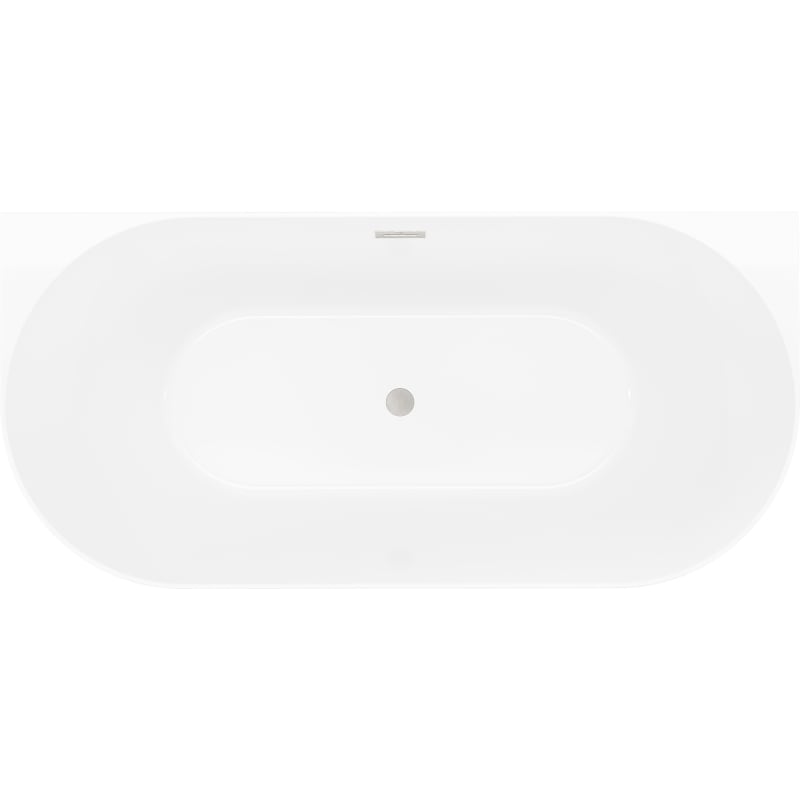 Mexen Oval Slim samostojeća kada uz zid 170 x 80 cm, bijela/siva, preljev brušeni nikal - 52661708062-97