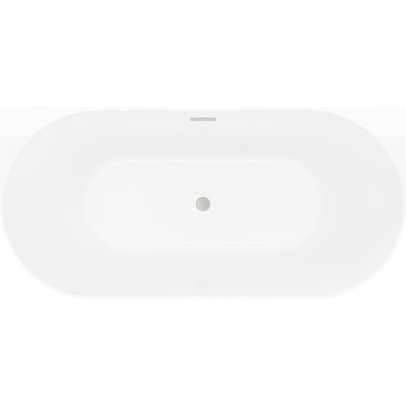 Mexen Oval Slim wanna wolnostojąca przyścienna 170 x 80 cm, biała/szara, przelew nikiel szczotkowany - 52661708062-97