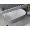 Mexen Oval Slim freistehende Wandbadewanne 170 x 80 cm, weiß/grau, Überlauf gebürstetes Nickel - 52661708062-97