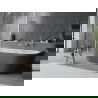 Mexen Oval Sim freistehende Anbau-Badewanne 170 x 80 cm, weiß/grau, Überlauf gebürstetes Nickel - 52661708062-97