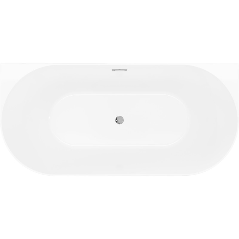 Mexen Oval Slim slobodnostojeća uz zid kada 170 x 80 cm, bijela/crna, preljev krom - 52661708075-01