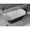 Mexen Oval Slim freestanding wall-adjacent bathtub 170 x 80 cm, white/black, chrome overflow - 52661708075-01