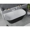 Mexen Oval Slim freistehende an der Wand befestigte Badewanne 170 x 80 cm, weiß/schwarz, weißer Überlauf - 52661708075-20