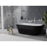 Mexen Oval Slim freistehende an der Wand befestigte Badewanne 170 x 80 cm, weiß/schwarz, weißer Überlauf - 52661708075-20