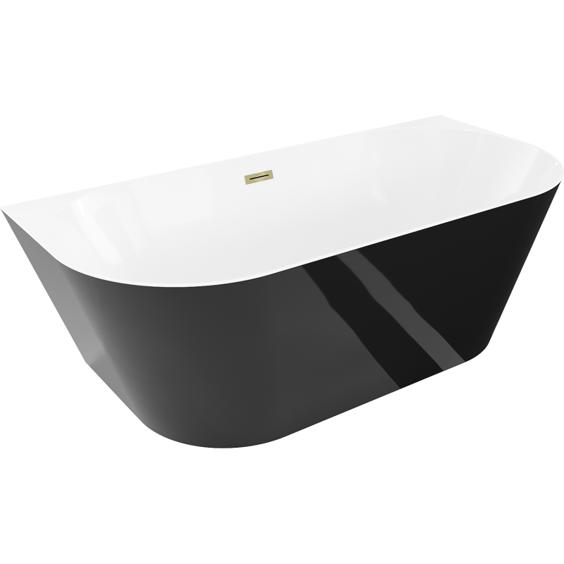 Mexen Oval Slim wanna wolnostojąca przyścienna 170 x 80 cm, biała/czarna, przelew złoty - 52661708075-50