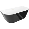 Mexen Oval Slim freistehende Wandwanne 170 x 80 cm, weiß/schwarz, Überlauf gold - 52661708075-50