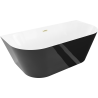 Mexen Oval Slim freistehende Wandbadewanne 170 x 80 cm, weiß/schwarz, Überlauf gebürstet gold - 52661708075-55