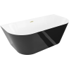 Mexen Oval Slim freistehende wandseitige Wanne 170 x 80 cm, weiß/schwarz, Überlauf gold gebürstet - 52661708075-55
