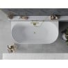 Mexen Oval Slim wanna wolnostojąca przyścienna 170 x 80 cm, biała/czarna, przelew złoty szczotkowany - 52661708075-55