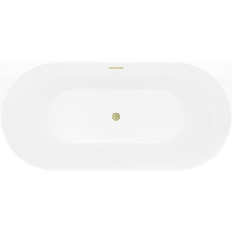Mexen Oval Slim vabaltseisev ääre juures vann 170 x 80 cm, valge/must, kuldne harjatud ülevool - 52661708075-55