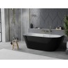 Mexen Oval Slim wanna wolnostojąca przyścienna 170 x 80 cm, biała/czarna, przelew złoty szczotkowany - 52661708075-55