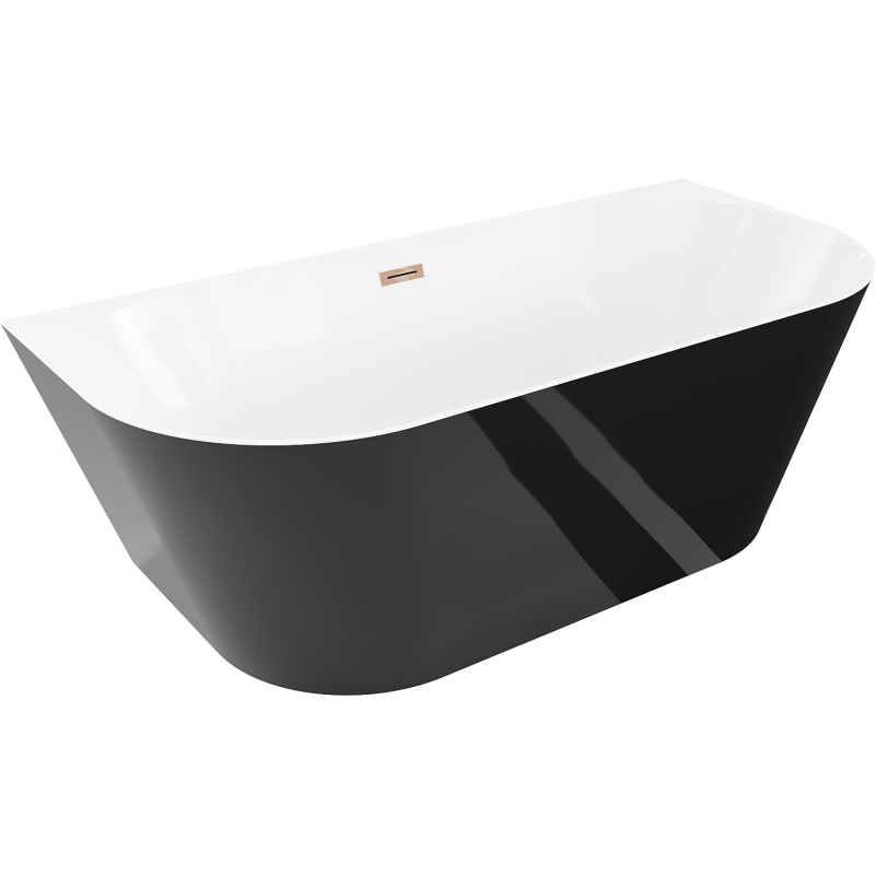 Mexen Oval Slim vrijstaande wandbad 170 x 80 cm, wit/zwart, overloop roségoud - 52661708075-60