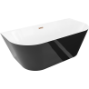 Mexen Oval Slim wanna wolnostojąca przyścienna 170 x 80 cm, biała/czarna, przelew różowe złoto - 52661708075-60