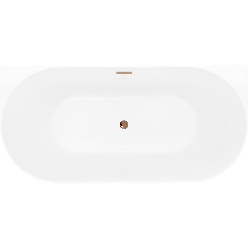 Mexen Oval Slim wanna wolnostojąca przyścienna 170 x 80 cm, biała/czarna, przelew różowe złoto - 52661708075-60