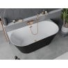 Mexen Oval Slim freistehende an der Wand montierte Badewanne 170 x 80 cm, weiß/schwarz, Überlauf Roségold - 52661708075-60
