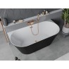Mexen Oval Slim wanna wolnostojąca przyścienna 170 x 80 cm, biała/czarna, przelew różowe złoto - 52661708075-60
