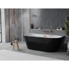 Mexen Oval Slim freistehende an der Wand montierte Badewanne 170 x 80 cm, weiß/schwarz, Überlauf Roségold - 52661708075-60
