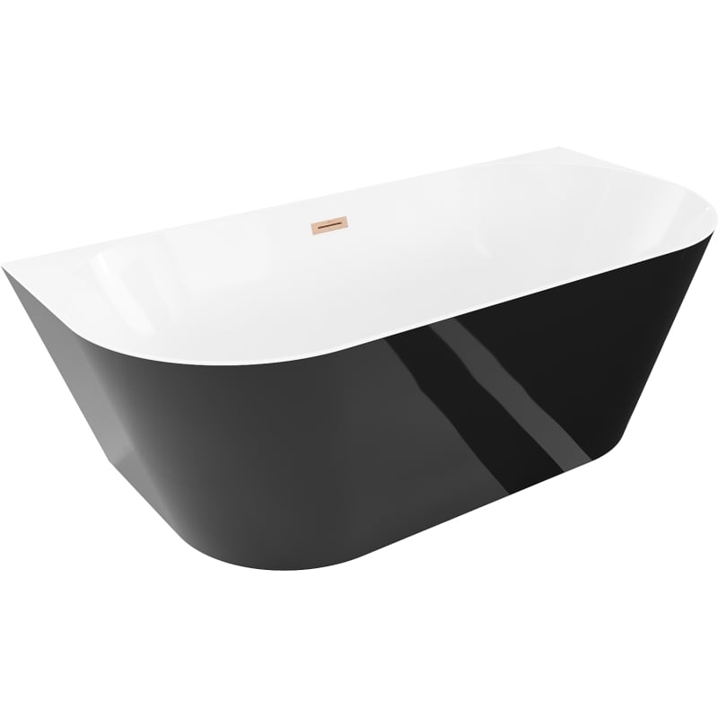 Mexen Oval Slim wanna wolnostojąca przyścienna 170 x 80 cm, biała/czarna, przelew miedź szczotkowana - 52661708075-65