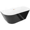 Mexen Oval Slim freestanding wall bathtub 170 x 80 cm, white/black, brushed copper overflow - 52661708075-65