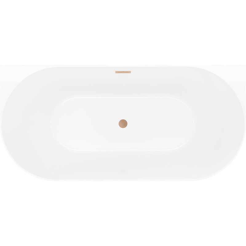 Mexen Oval Slim wanna wolnostojąca przyścienna 170 x 80 cm, biała/czarna, przelew miedź szczotkowana - 52661708075-65