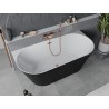 Mexen Oval Slim vabakülgne vann seinale paigaldatav 170 x 80 cm, valge/must, harjatud vask ülevool - 52661708075-65