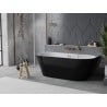 Mexen Oval Slim freistehende Vorwand-Badewanne 170 x 80 cm, weiß/schwarz, Überlauf gebürstetes Kupfer - 52661708075-65