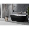 Mexen Oval Slim vabakülgne vann seinale paigaldatav 170 x 80 cm, valge/must, harjatud vask ülevool - 52661708075-65