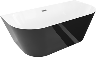 Mexen Oval Slim ελεύθερη μπανιέρα τοποθέτησης στον τοίχο 170 x 80 cm, λευκή/μαύρη,