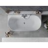 Mexen Oval Slim freistehende Vorwand-Badewanne 170 x 80 cm, weiß/schwarz, Überlauf gun gray gebürstet - 52661708075-66