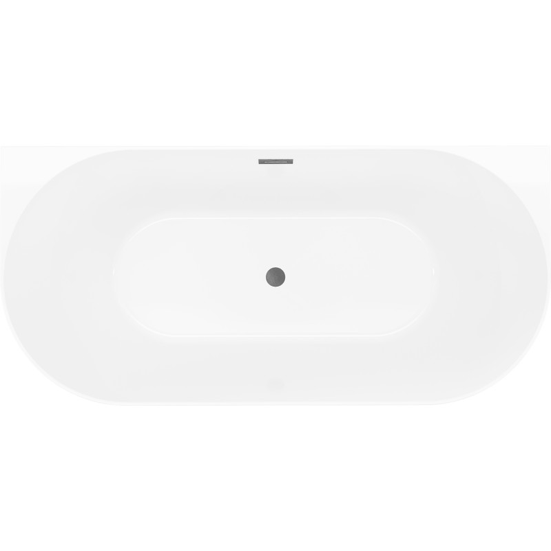 Mexen Oval Slim wanna wolnostojąca przyścienna 170 x 80 cm, biała/czarna, przelew gun gray szczotkowany - 52661708075-66
